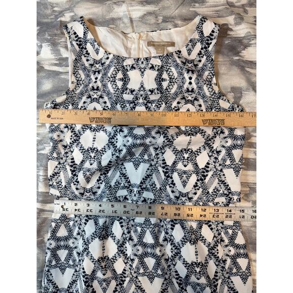 Banana Republic Mini Geometric Overlay Sleeveless Dress Blue White size 0 Petite - Picture 8 of 10
